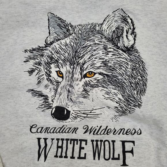 Vintage Wolf AOP Zip Hoodie Jacket Large 24x22 Baggy Gray - Picture 10 of 15